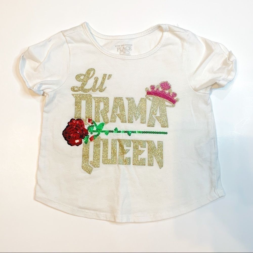 CHILDRENS PLACE Lil Drama Queen glitter rose tee